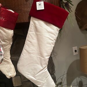 Pottery Barn Festive Red and White Stocking SET OF TWO NWT
